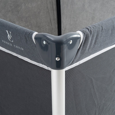 Venice Child Daydreamer Playpen Portable Bassinet & Beside Sleeper Playard, Gray - VMInnovations