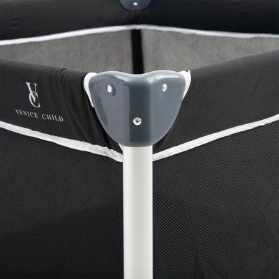 Venice Child Daydreamer 40 x 40 In Playpen Playard w/ Included Carry Bag, Black - VMInnovations