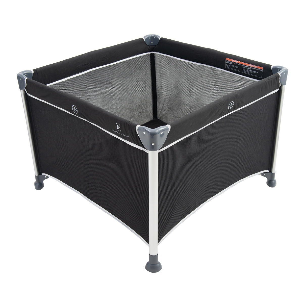 Venice Child Daydreamer 40 x 40 In Playpen Playard w/ Included Carry Bag, Black - VMInnovations