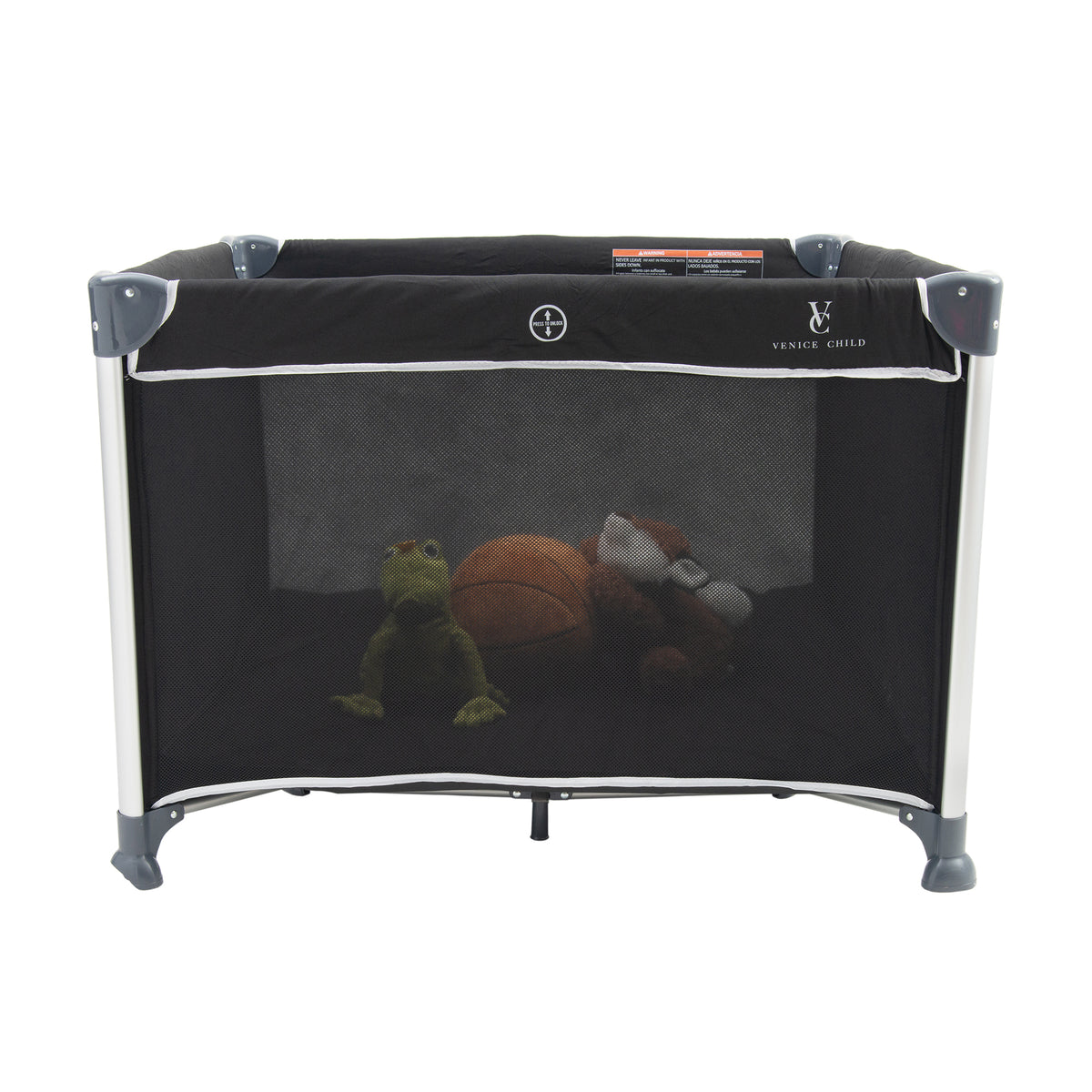 Venice Child Daydreamer 40 x 40 In Playpen Playard w/ Included Carry Bag, Black - VMInnovations