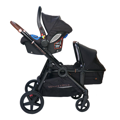 Venice Child Maverick Single to Double Folding Stroller w/Toddler Seat, Eclipse - VMInnovations