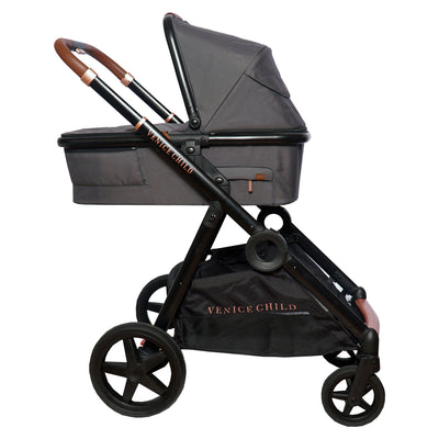 Venice Child Stroller Stand Alone Bassinet w/Sunshade, Eclipse Black (Open Box) - VMInnovations