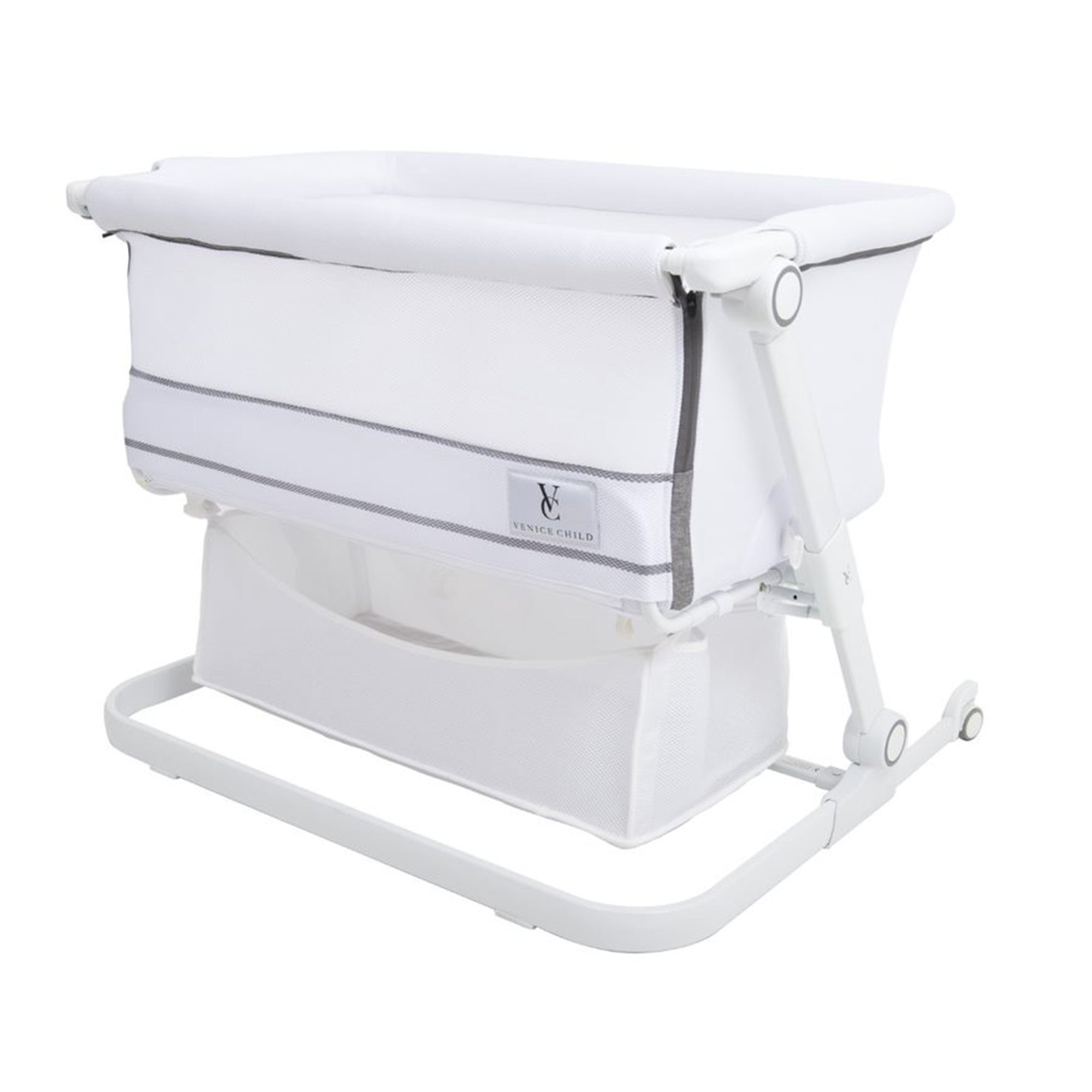 Venice Child Sunset Dreaming Portable Lockable Bedside Bassinet Crib, White