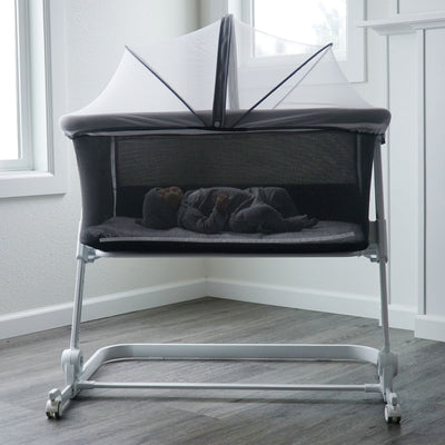Venice Child Sunset Dreaming Portable Bedside Co Sleeper Bassinet Crib, Gray - VMInnovations