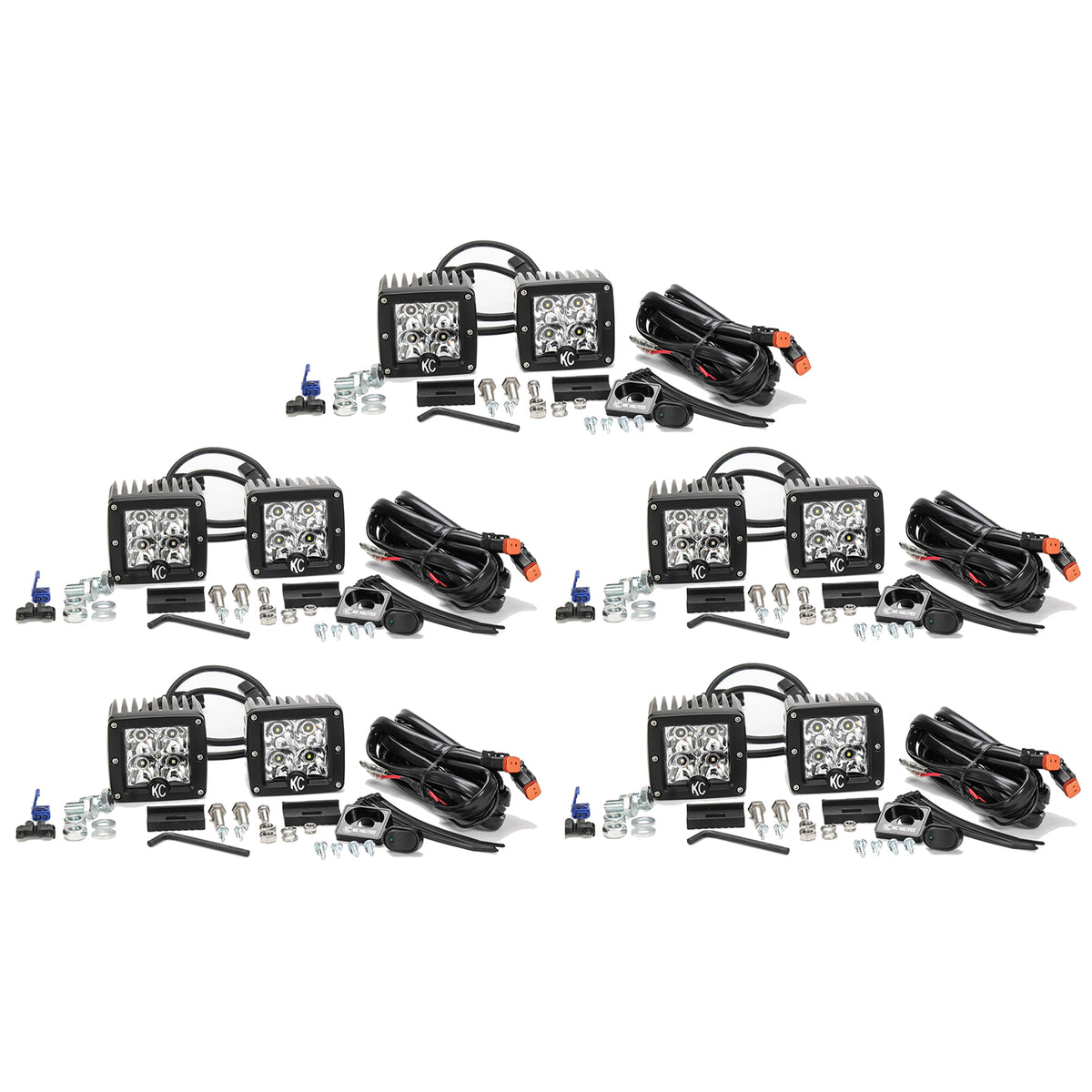KC HiLiTES 330 C Series 3" LED Dual Spot Lighting Light System Kit (10 Pack)