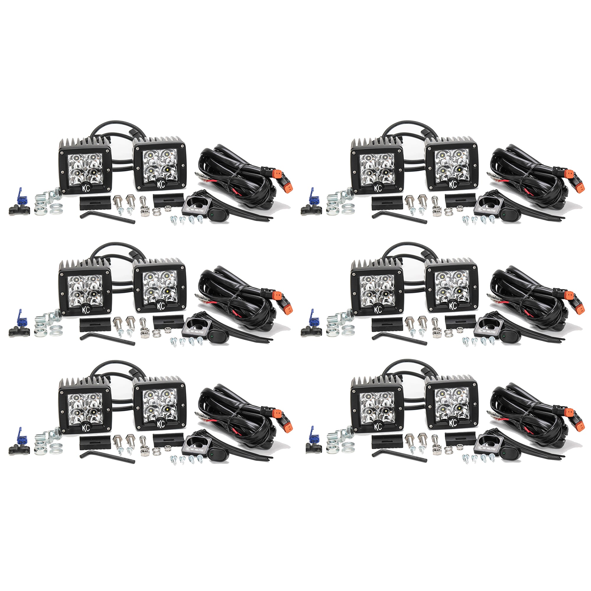 KC HiLiTES 330 C Series 3" LED Dual Spot Lighting Light System Kit (12 Pack) - VMInnovations