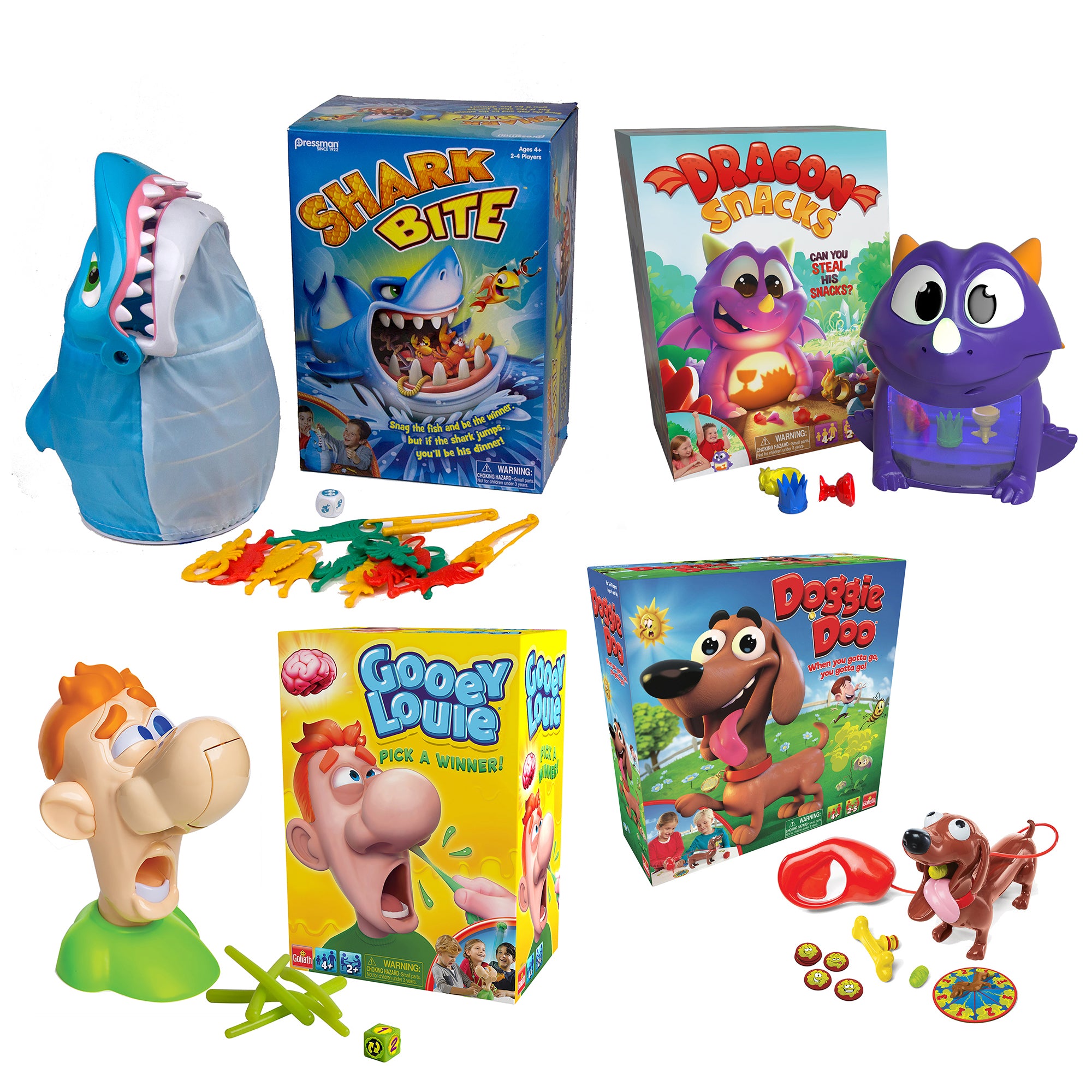 Pressman Shark Bite Fishing Game w/ 4 Goliath Multiplayer Games for Age 4 and Up