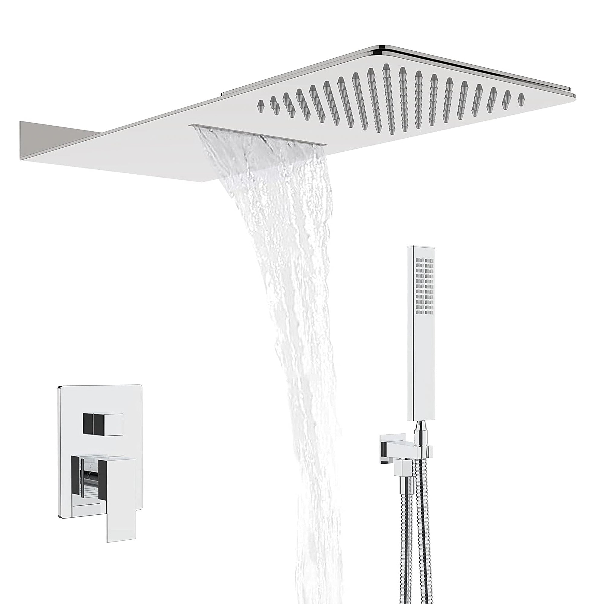 Hongtoo Stainless Steel Multifunction Wall Mounted Rain Waterfall Shower Head - VMInnovations
