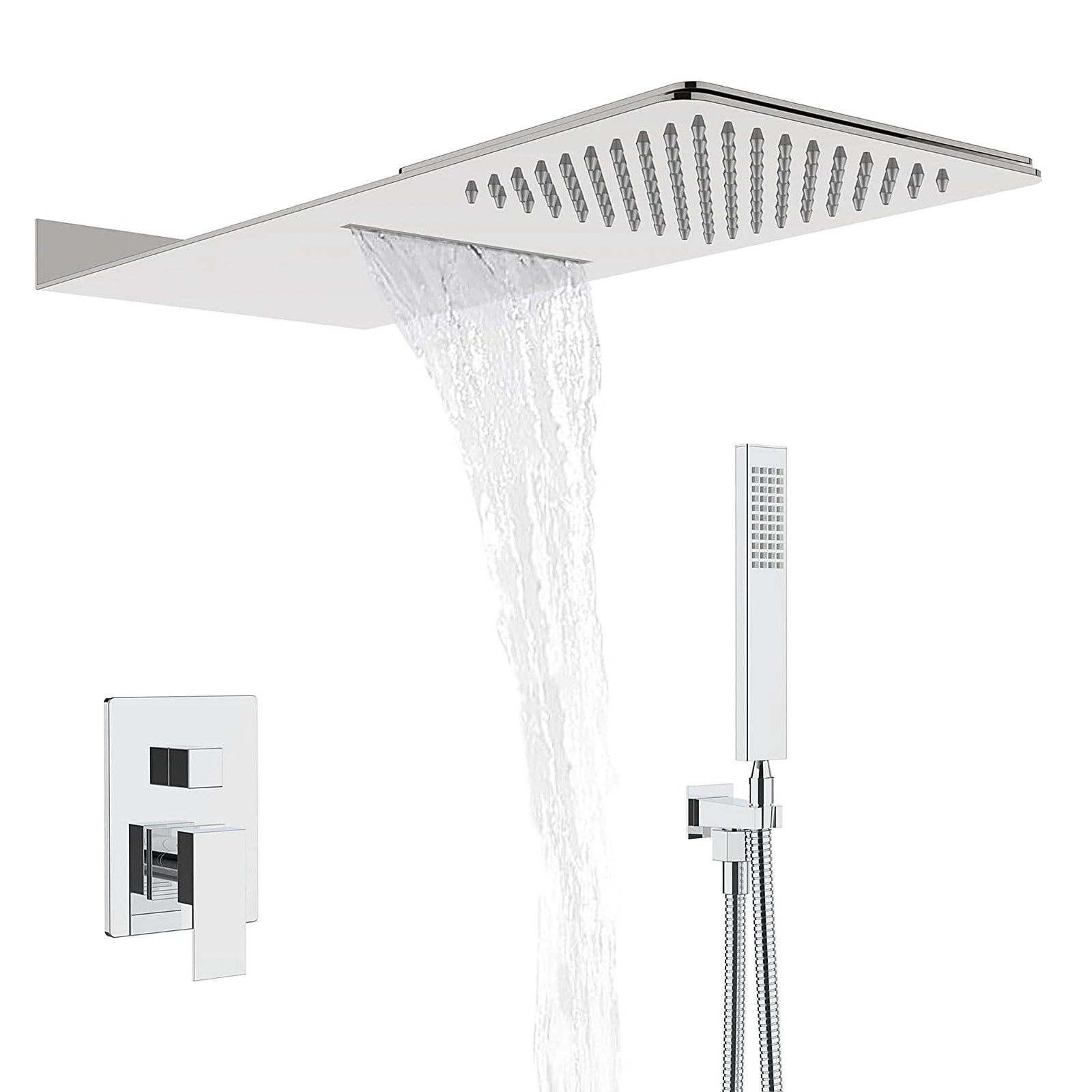 Hongtoo Steel Multifunction Wall Mounted Rain Waterfall Shower Head (Open Box) - VMInnovations