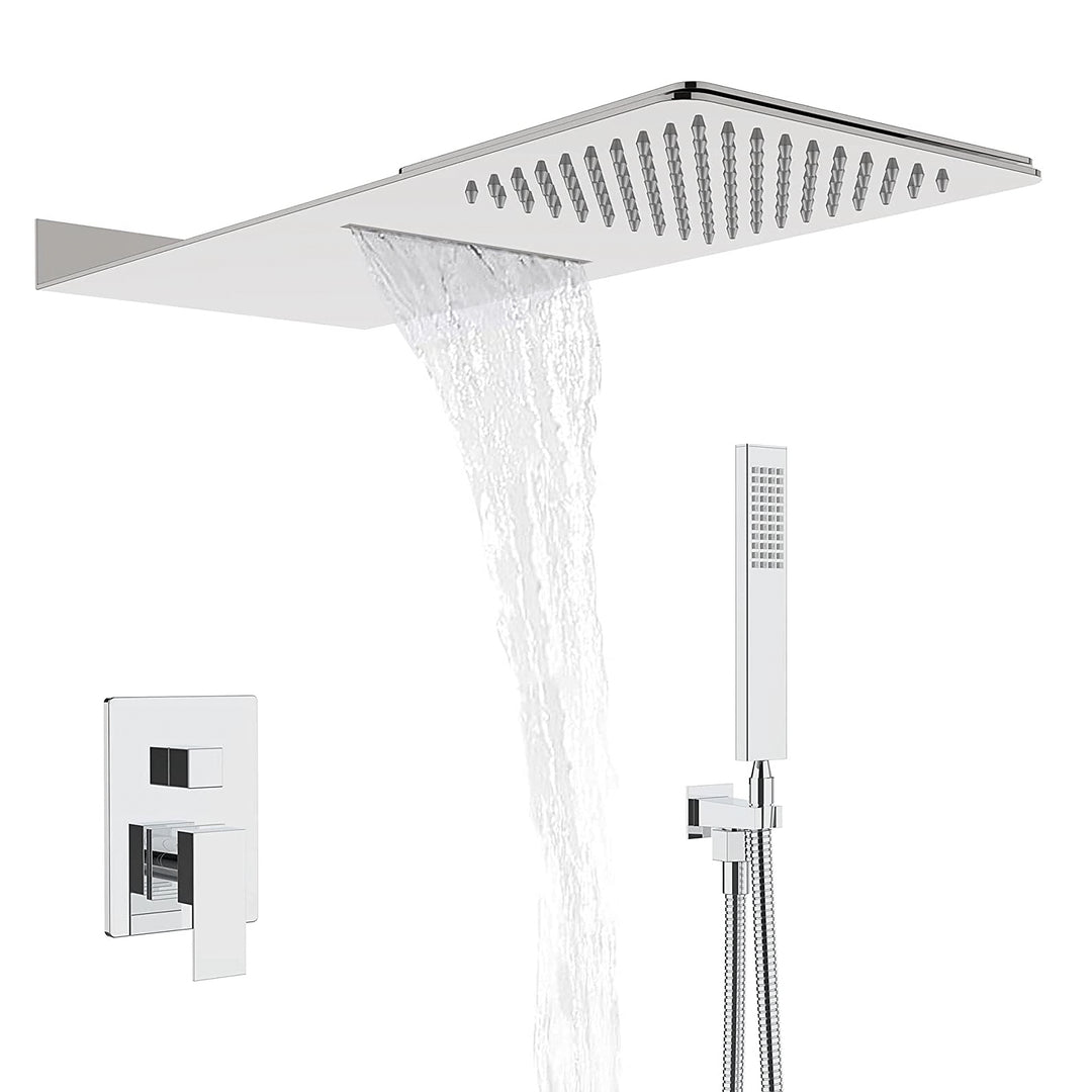 Hongtoo Steel Multifunction Wall Mounted Rain Waterfall Shower Head (Open Box)