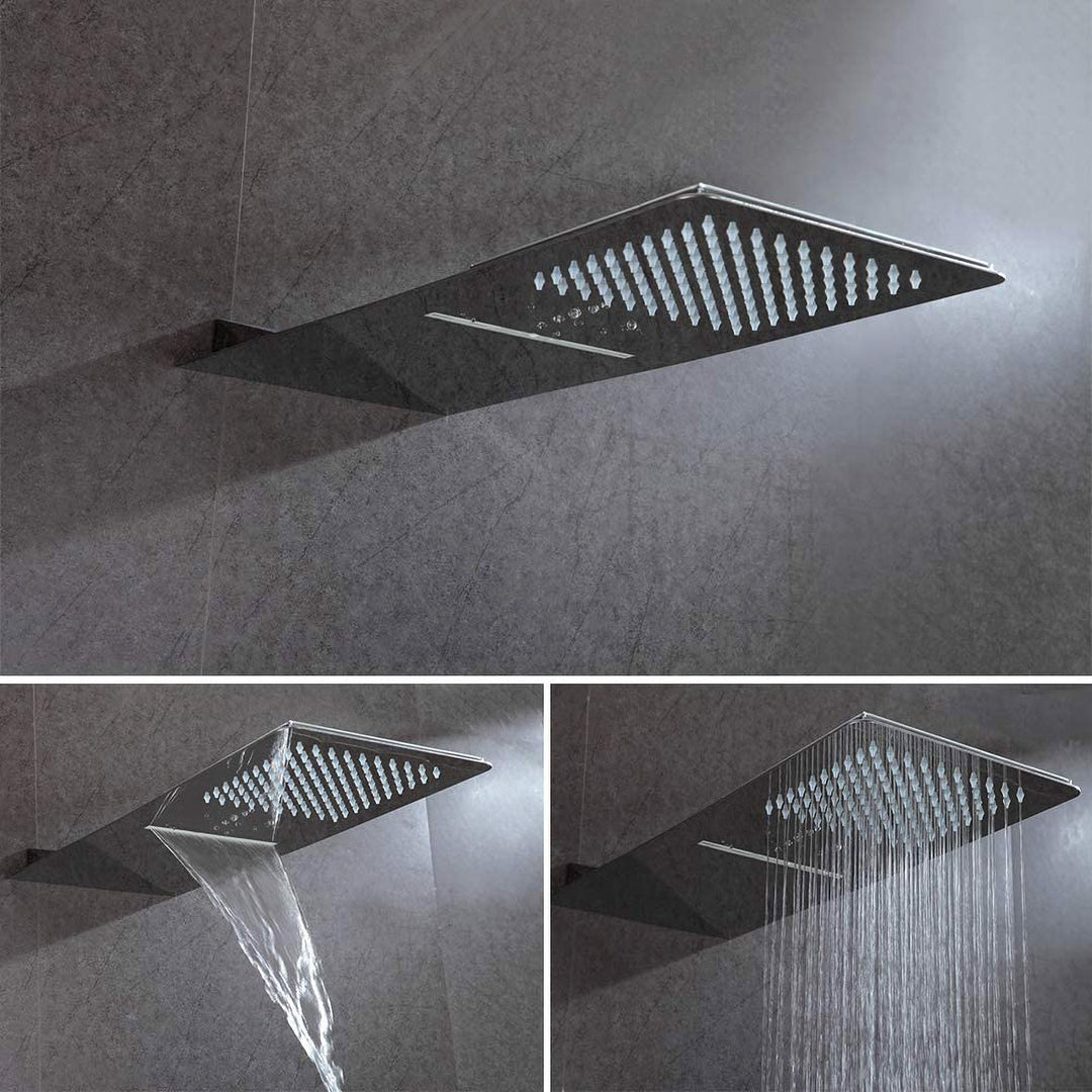 Hongtoo Steel Multifunction Wall Mounted Rain Waterfall Shower Head (Open Box)