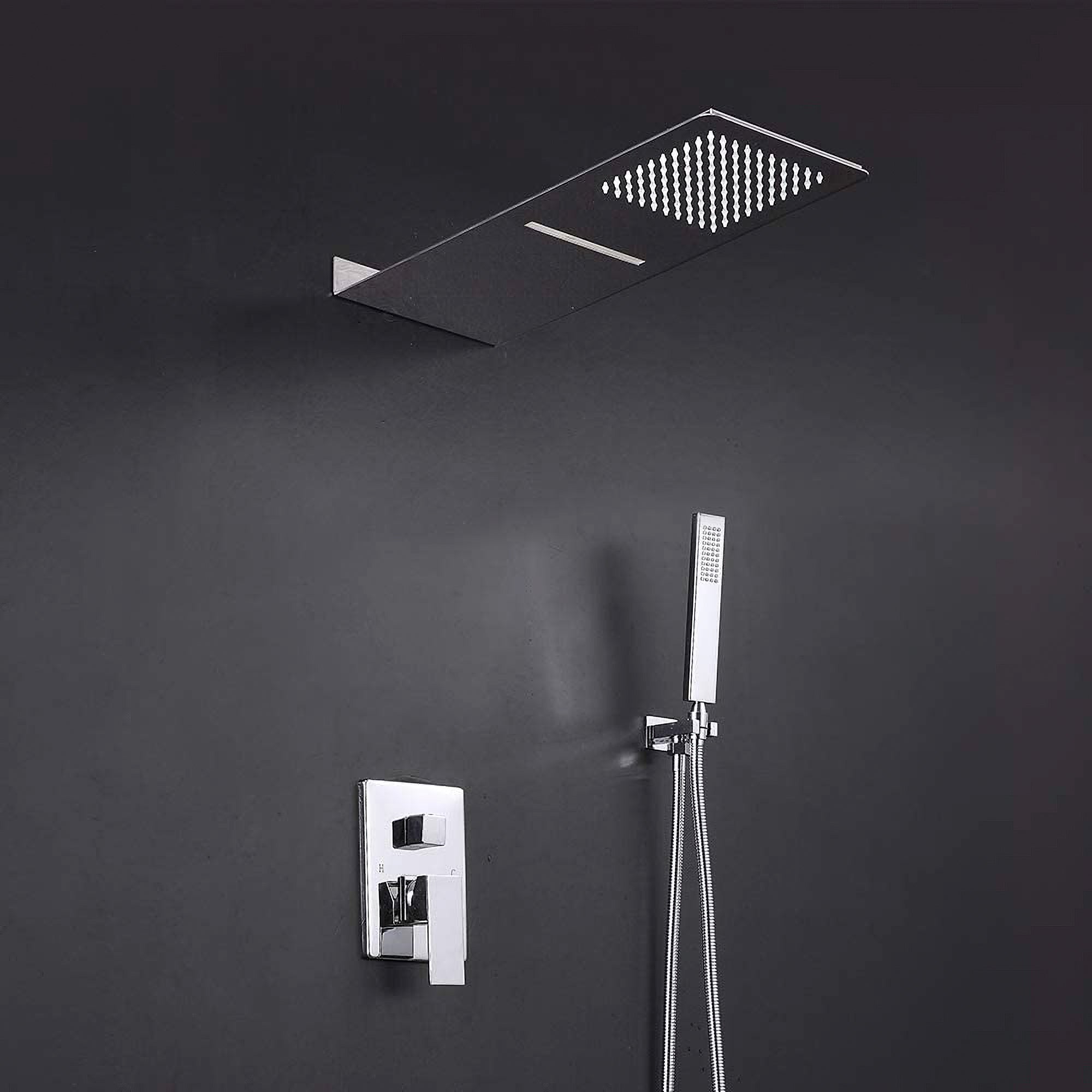 Hongtoo Steel Multifunction Wall Mounted Rain Waterfall Shower Head (Open Box) - VMInnovations
