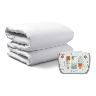 Sunbeam Queen Size Polyester Heated Mattress Pad with 10 Heat Settings, White
