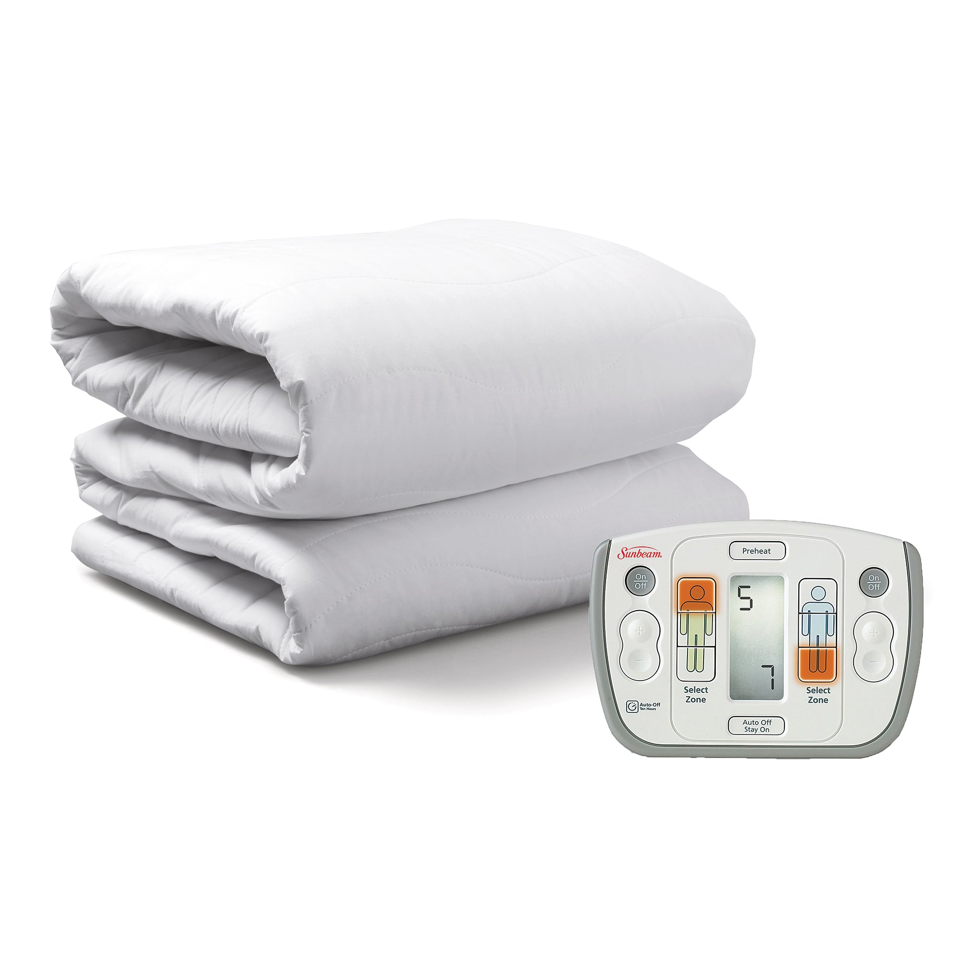 Sunbeam Queen Polyester Heated Mattress Pad 10 Heat Settings, White (Open Box)