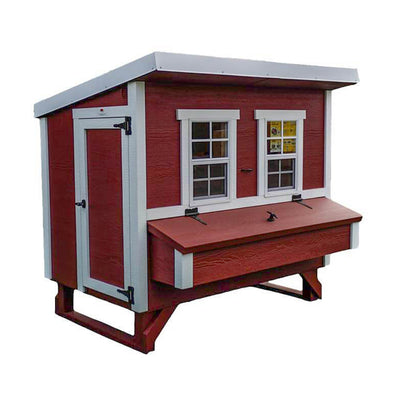 OverEZ Wooden Poultry Hen Chicken Coop w/ Feeders and Automatic Water Dispenser
