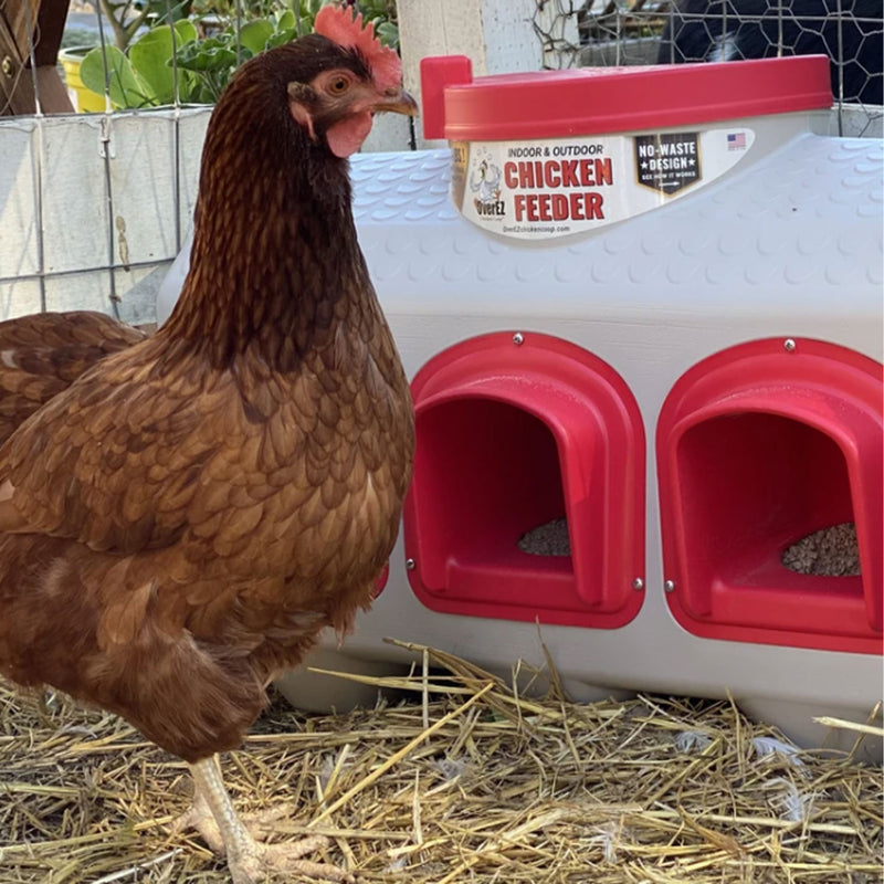 OverEZ Wooden Poultry Hen Chicken Coop w/ Feeders, Heaters, and Water Dispenser