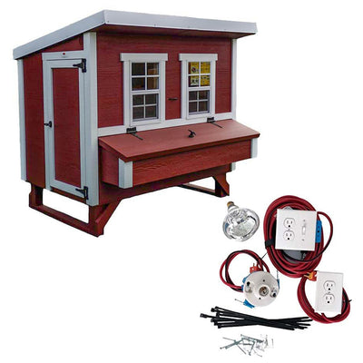 OverEZ Large Wooden Poultry Hen Chicken Coop with Electrical Heater Package