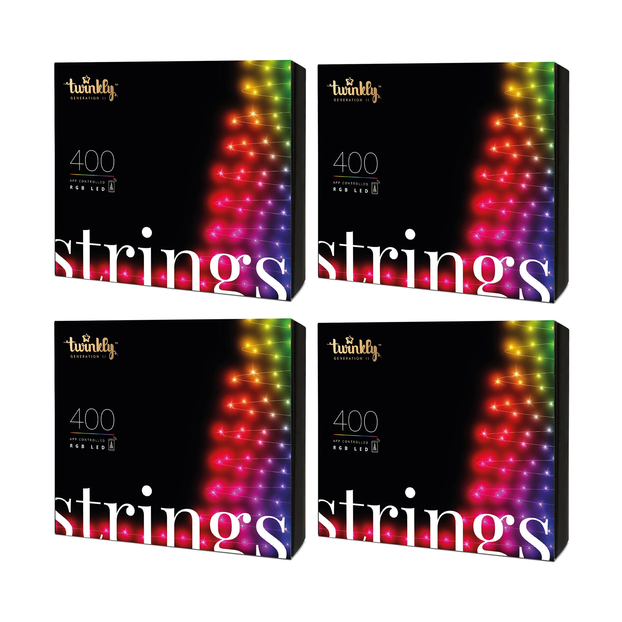 Twinkly Strings App-Controlled Smart LED Christmas Lights 400 Multicolor (4Pack) - VMInnovations