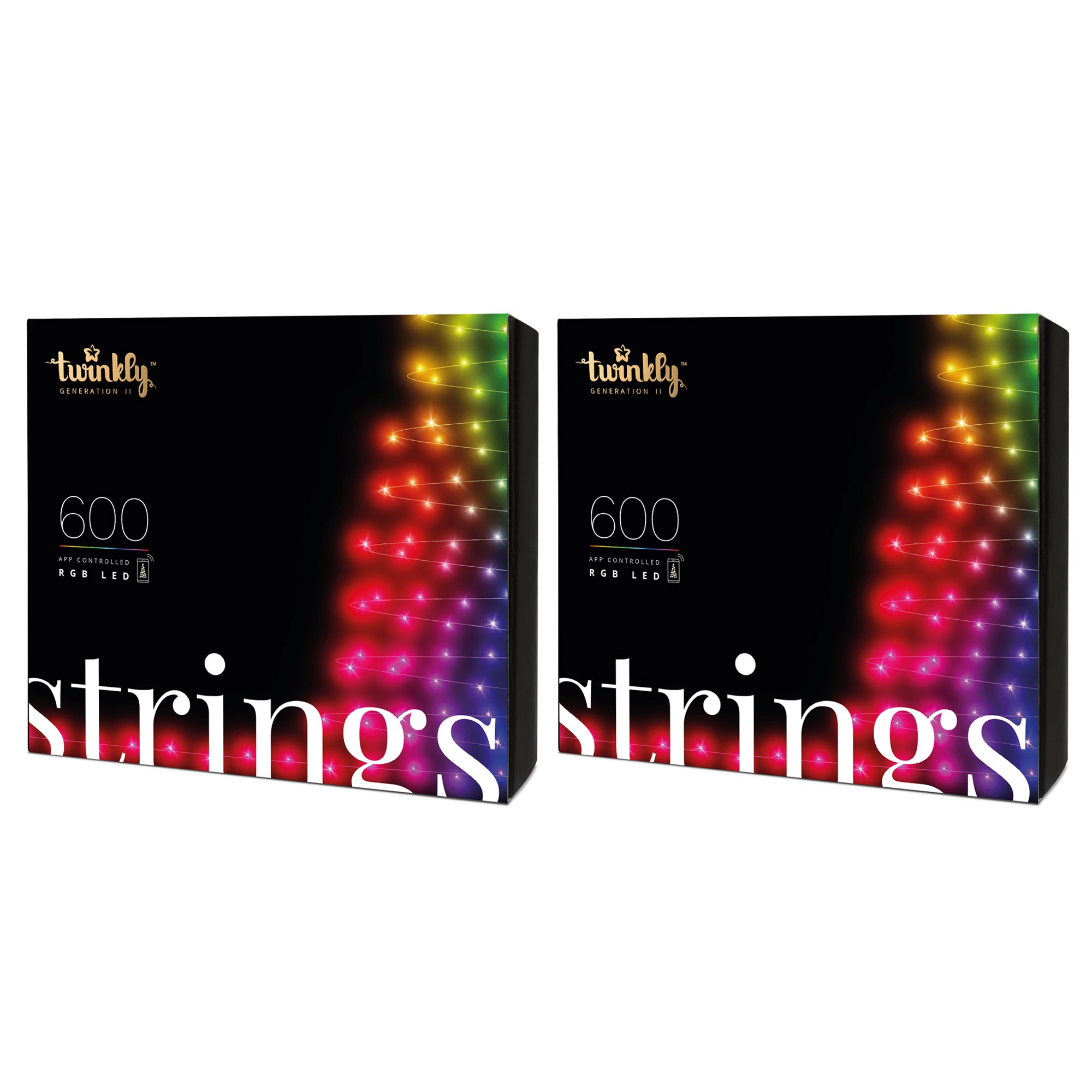 Twinkly Strings App-Controlled Smart LED Christmas Lights 600 Multicolor(2 Pack)