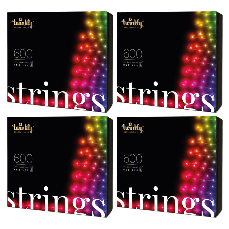 Twinkly Strings App-Controlled Smart LED Christmas Lights 600 Multicolor (4 Pk)