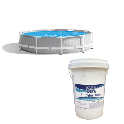 Intex 12ft x 30in Prism Above Ground Pool & Pool Care Chlorine Tablets, 50 Lbs