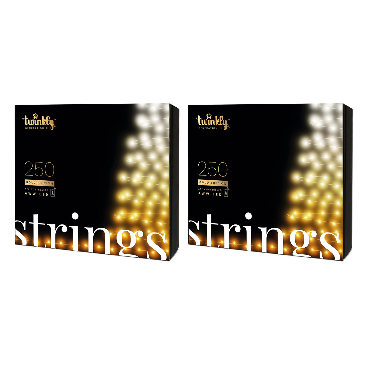 Twinkly Smart Decorations 250 LED Amber/White App Control String Lights (2 Pack)