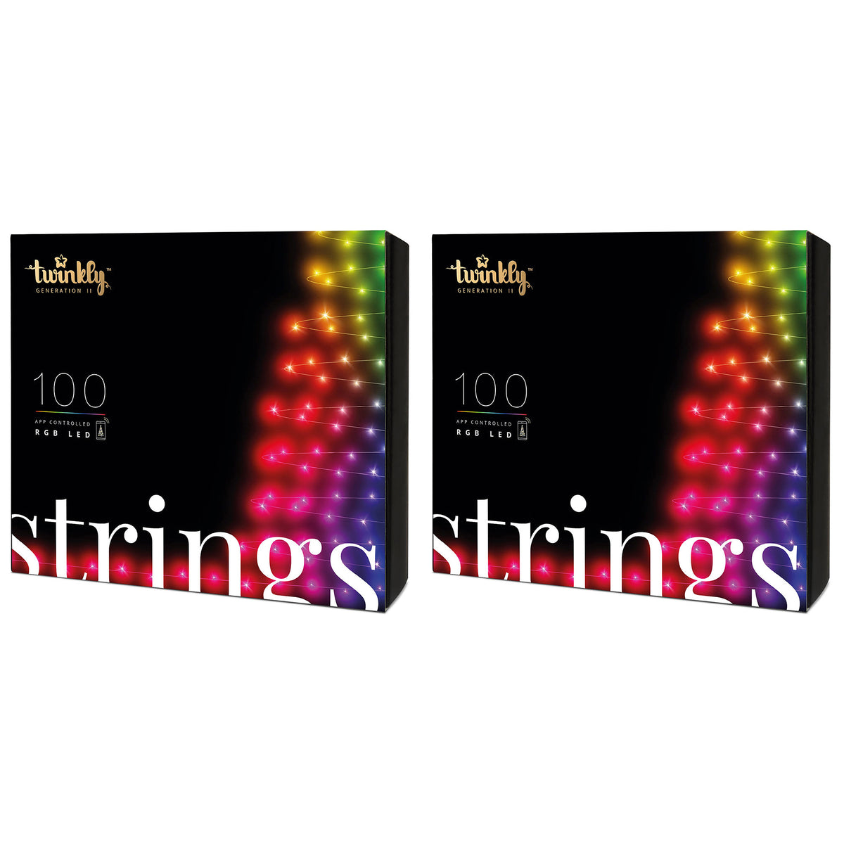 Twinkly Strings App-Controlled Smart LED Christmas Lights 100 Multicolor(2 Pack)