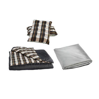 Insta-Bed Queen Air Bed, 6 Piece Queen Bedding, and Wenzel Klondike Camping Tent