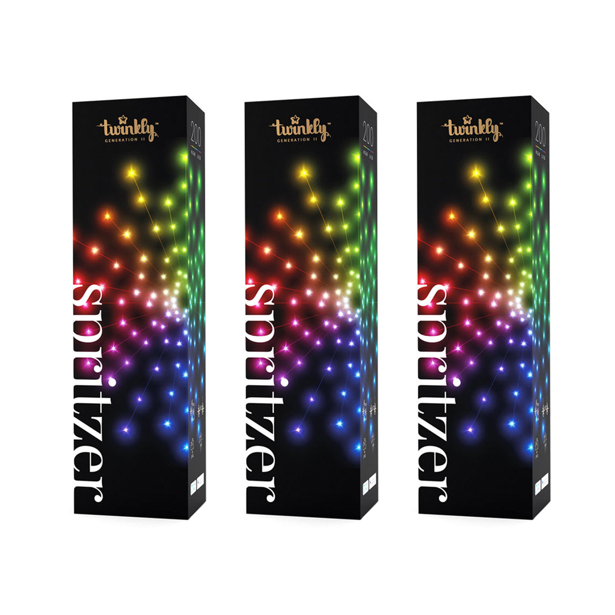 Twinkly Smart Decoration 200 LED Multicolor App Control Spritzer Lights (3 Pack)