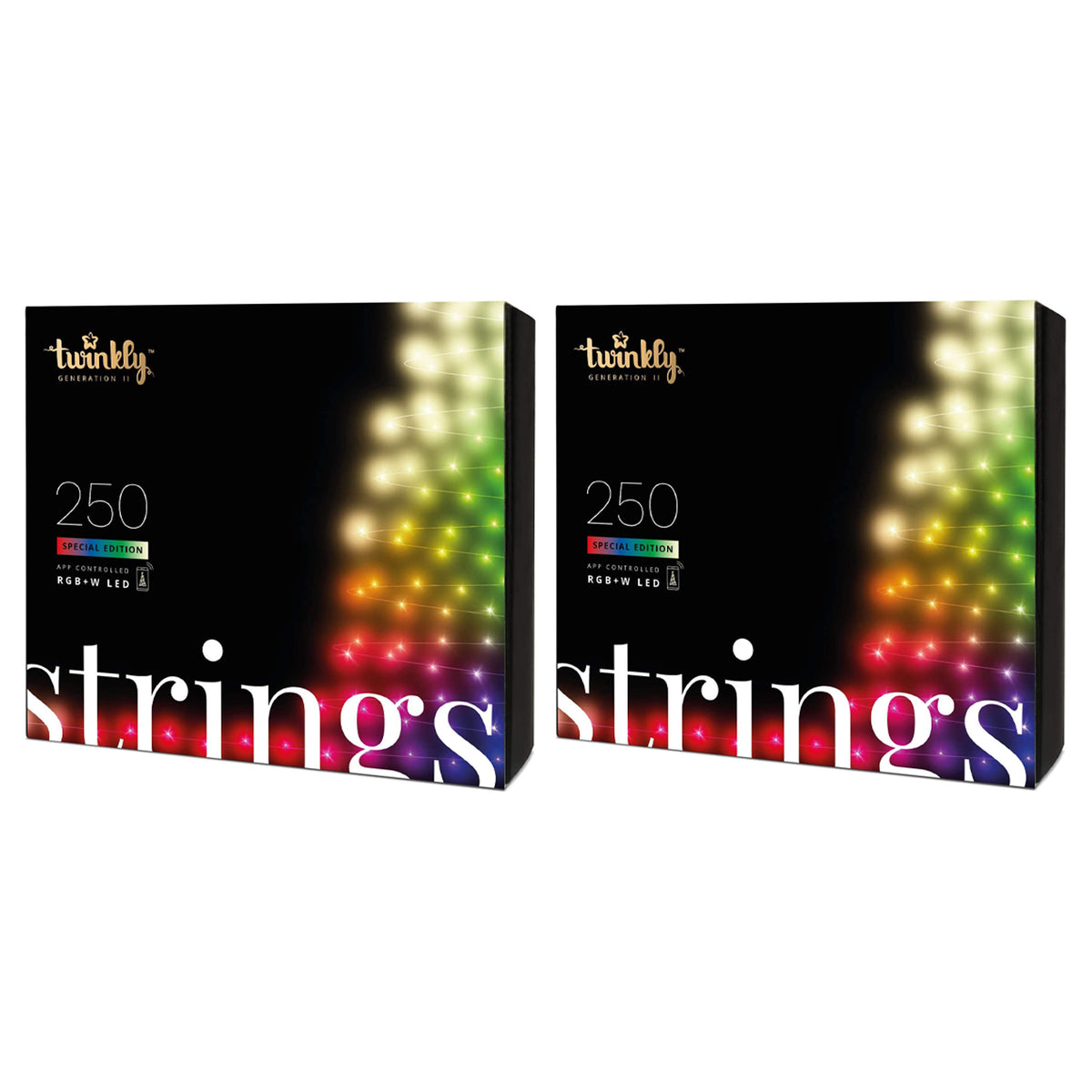 Twinkly Strings App-Controlled Smart LED Christmas Lights 250 RGB+W (2 Pack)