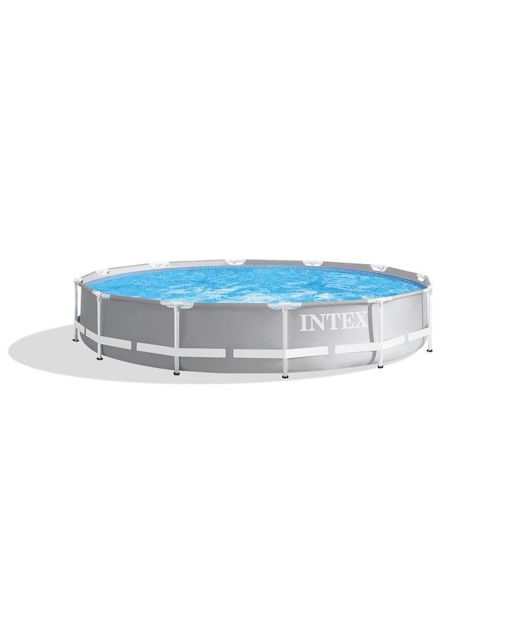 Intex 12ft x 30in Prism Metal Frame Above Ground Round Swimming Pool & Canopy