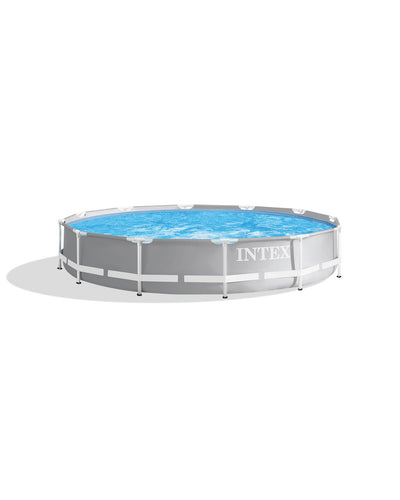 Intex 12ft x 30in Prism Metal Frame Above Ground Round Swimming Pool & Canopy