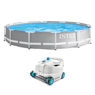 Intex 12ft x 30in Prism Frame Above Ground Round Swimming Pool & Robot Vacuum