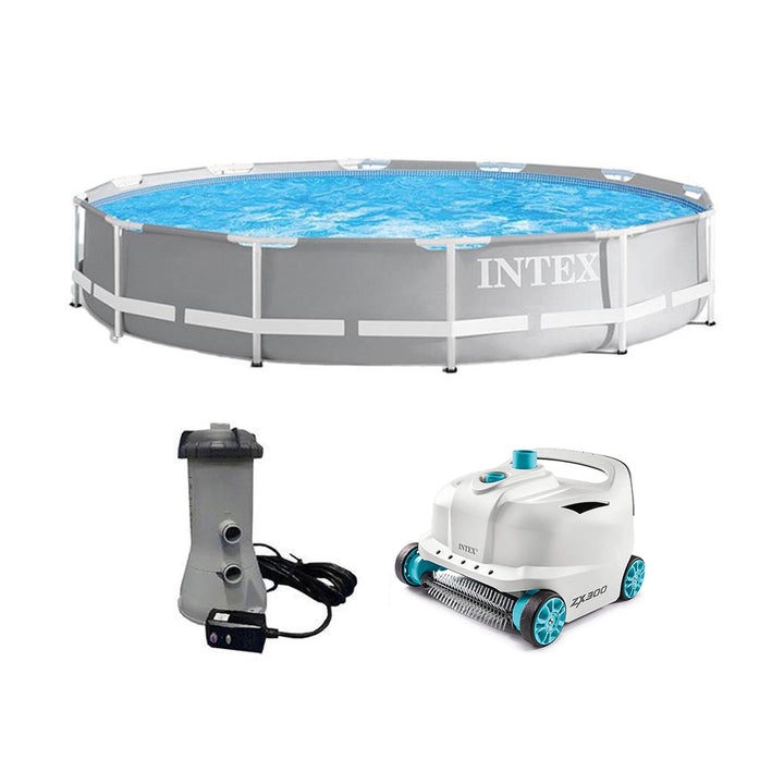 Intex 26711EH 12ft x 30in Frame Above Ground Swimming Pool Set & Robot Vacuum