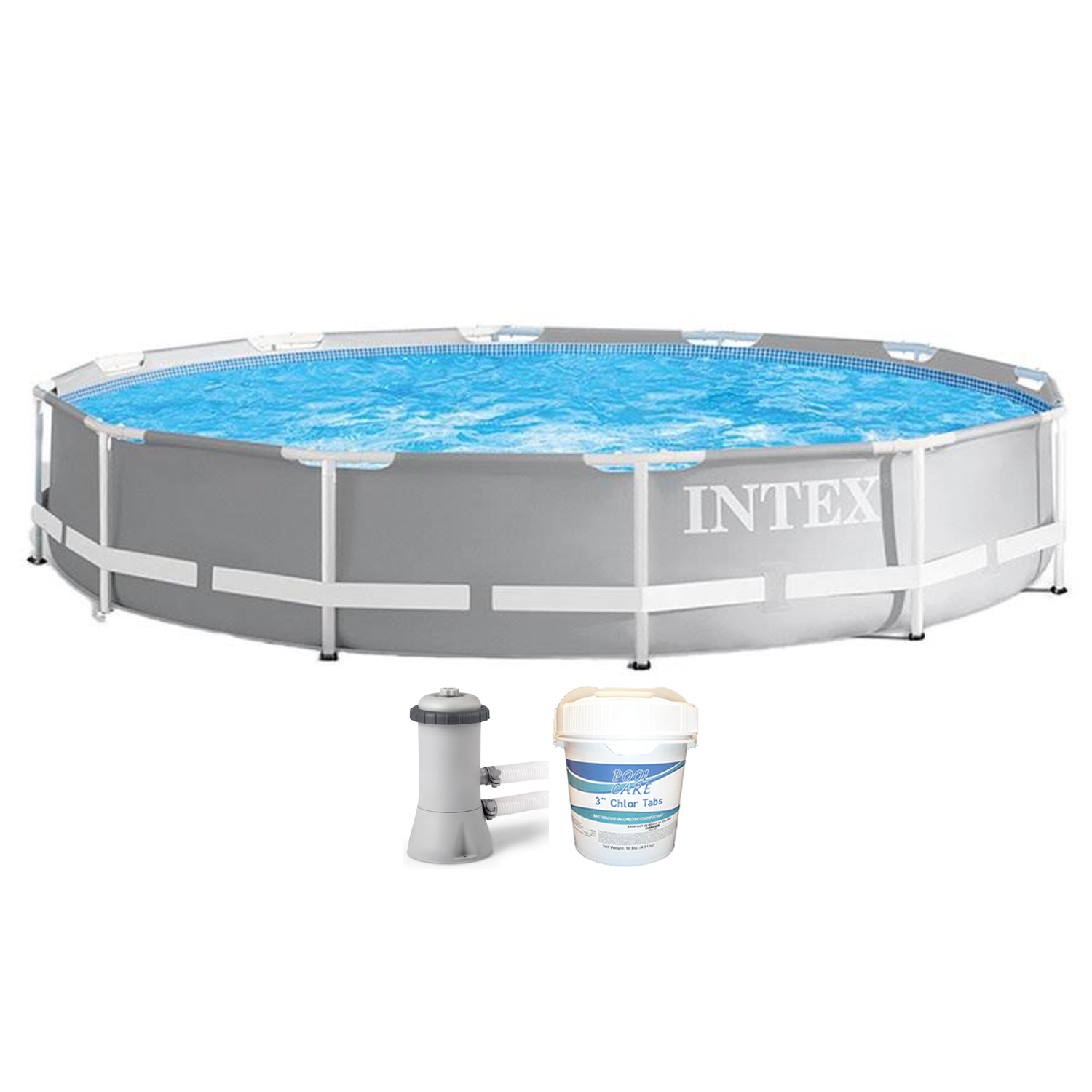 Intex 26711EH 12' x 30" Frame Above Ground Swimming Pool w/ Pump & Chlorine Tabs