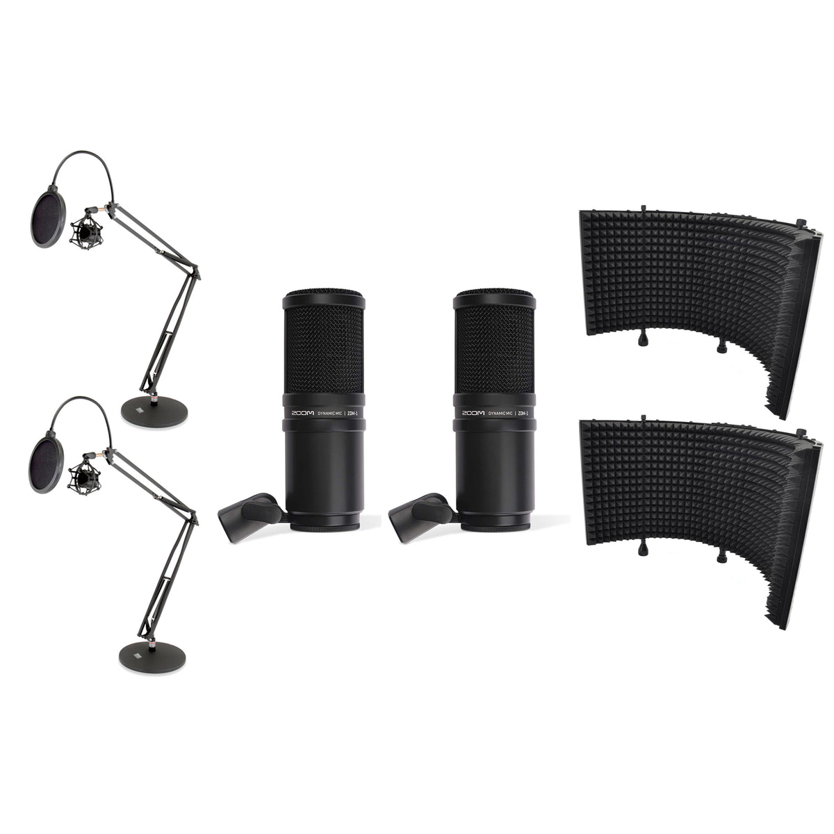 Zoom ZDM-1 Dynamic Microphone w/ Pyle Isolation Shield & Desktop Stand (2 Pack)