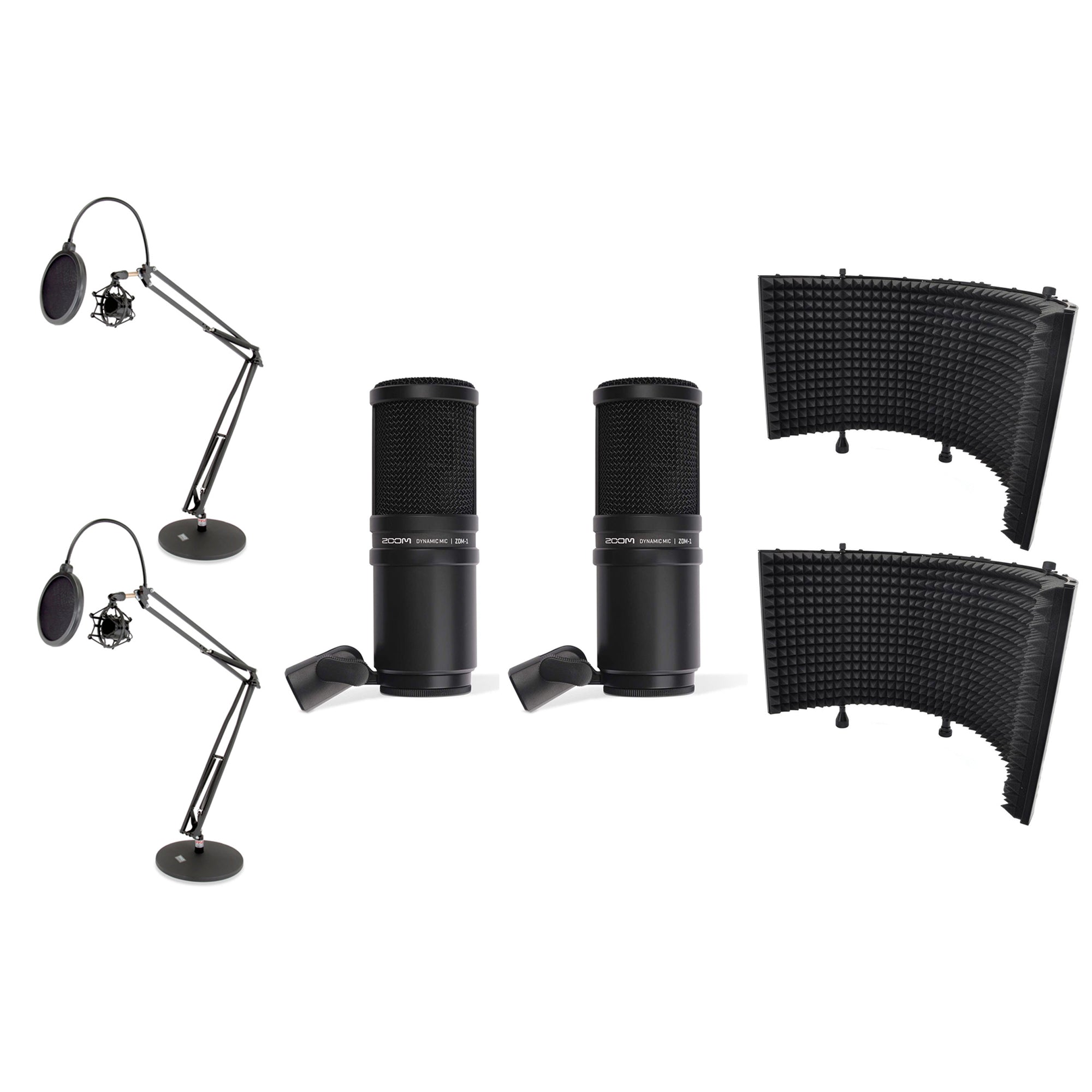 Zoom ZDM-1 Dynamic Microphone w/ Pyle Isolation Shield & Desktop Stand (2 Pack)