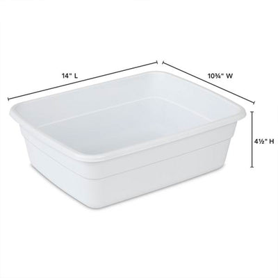 Sterilite Small Portable Rectangle Plastic 8 Qt Dish Pan Basin, White (24 Pack)