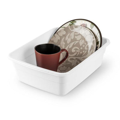 Sterilite Small Portable Rectangle Plastic 8 Quart Kitchen Dish Pan Basin, White