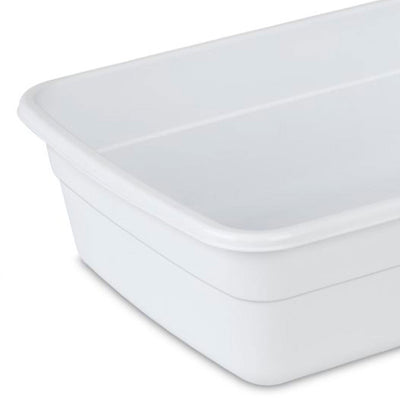 Sterilite Small Portable Rectangle Plastic 8 Qt Dish Pan Basin, White (12 Pack)