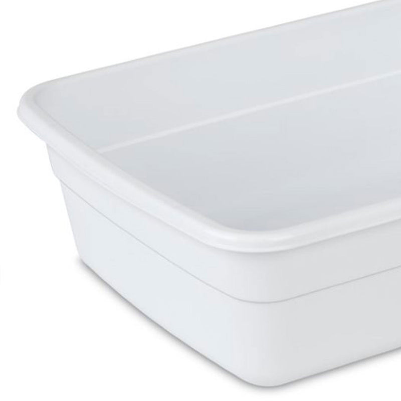 Sterilite Small Portable Rectangle Plastic 8 Qt Dish Pan Basin, White (36 Pack)