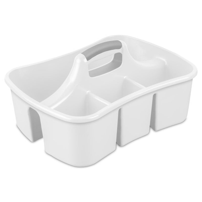 Sterilite Divided Storage Ultra Caddy w/4 Compartments & Handles, White (6 Pack)