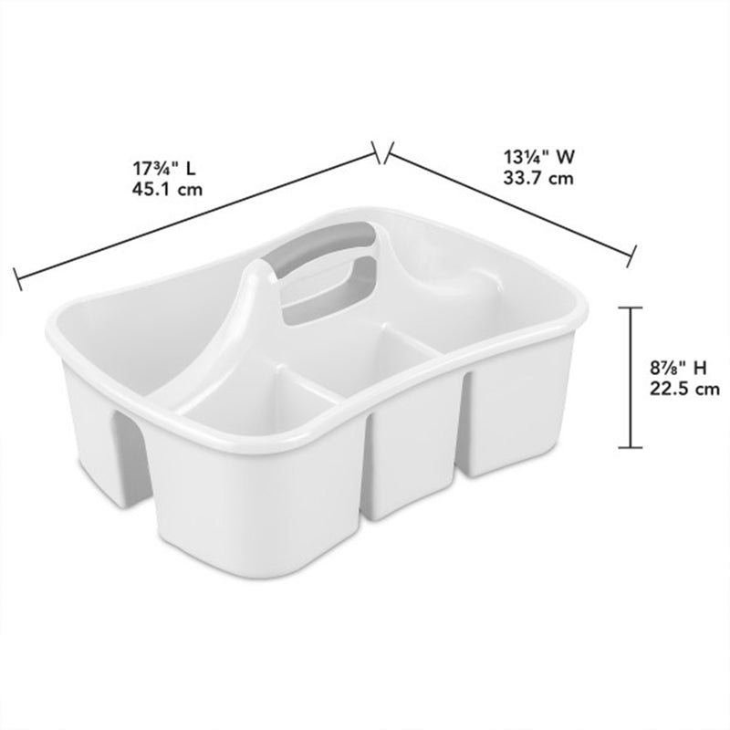 Sterilite Divided Storage Ultra Caddy w/4 Compartments & Handles, White (6 Pack)