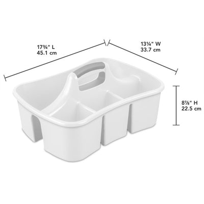 Sterilite Divided Storage Ultra Caddy w/4 Compartments & Handles, White (6 Pack)