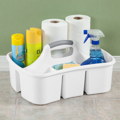 Sterilite Divided Storage Ultra Caddy w/4 Compartments & Handles, White (6 Pack)