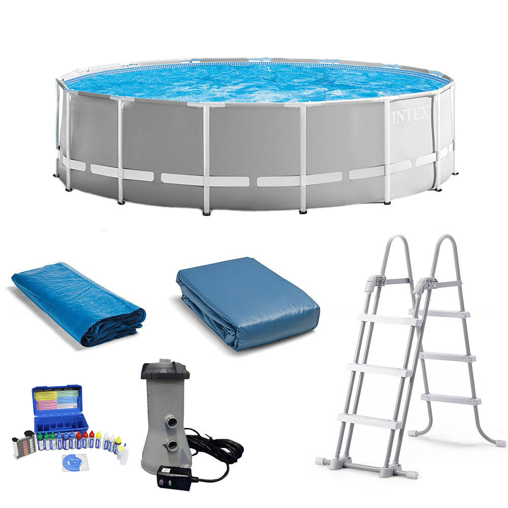 Intex 15ft x 48in Prism Frame Round Pool & Taylor Chlorine pH Alkaline Test Kit