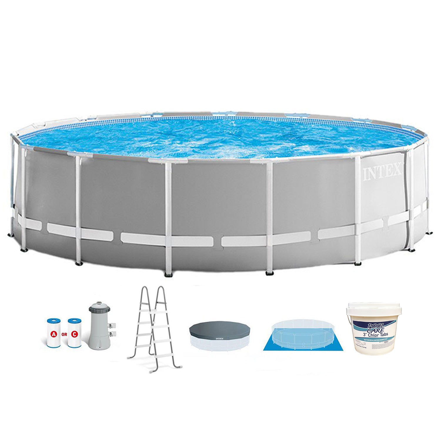 Intex 15ft x 48in Prism Above Ground Swimming Pool Set w/ Pump & Chlorine Tabs