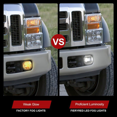Fieryred LED Fog Light, Compatible with F250, F350, and F450, Front Placement