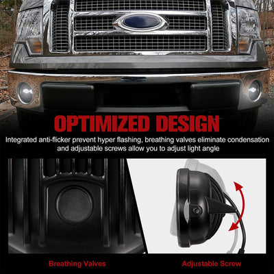 Fieryred LED Fog Light, Compatible w/11-14 Ford F150, Bumper Placement(Open Box) - VMInnovations