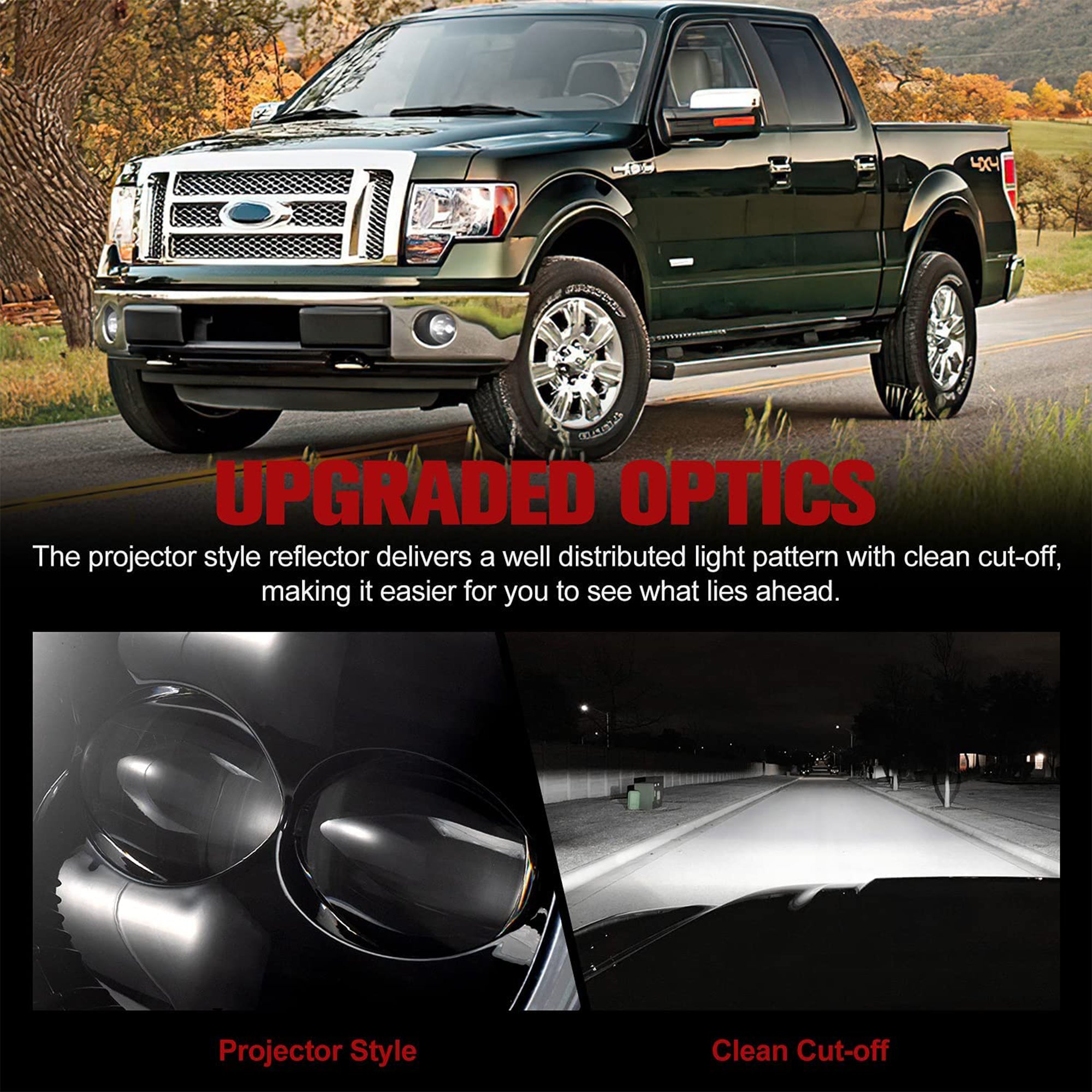 Fieryred LED Fog Light, Compatible w/11-14 Ford F150, Bumper Placement(Open Box) - VMInnovations